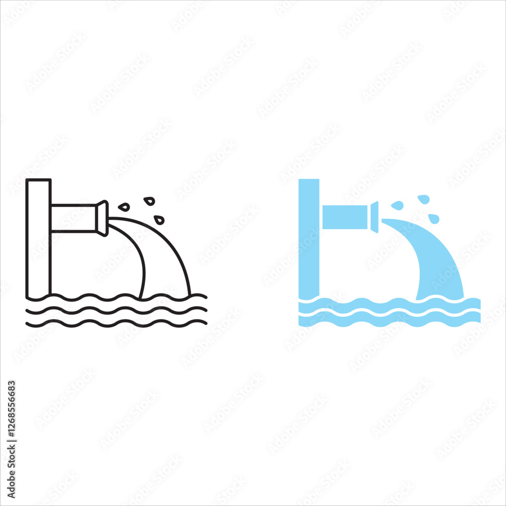 Obraz premium Waste water icon set. outlined and solid filled versions. 