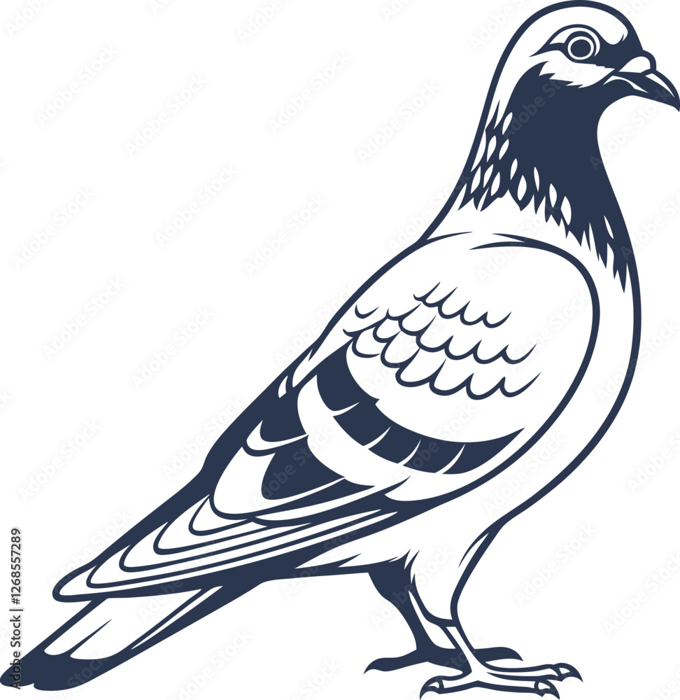 Fototapeta premium Pigeon Bird Silhouette Vector Illustration, Best Pigeon Icon
