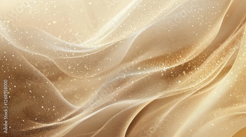 Muted beige gold brown abstract grainy background, glowing elegant gradient flow, rough noise texture