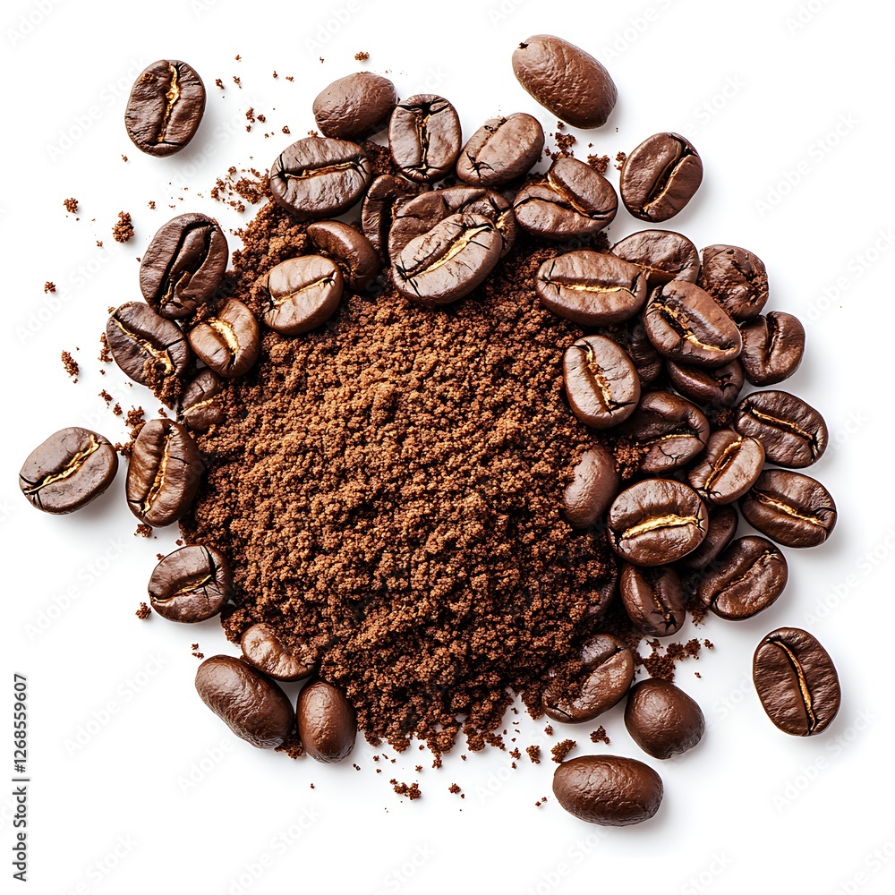 Fototapeta premium roasted coffee beans isolated on white background closeup. studio shot
