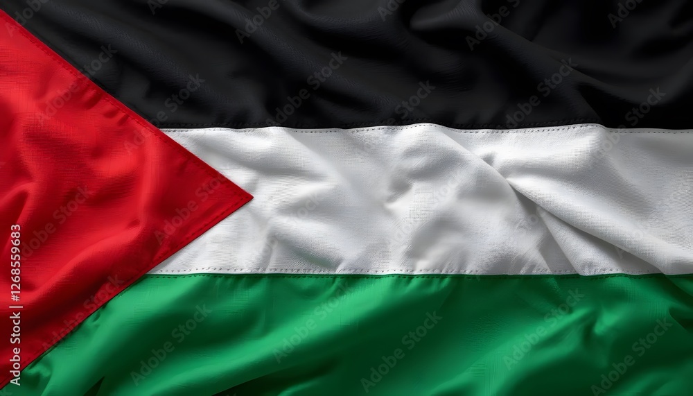 Obraz premium Waving Palestinian Flag Fabric Showing National Identity and Pride