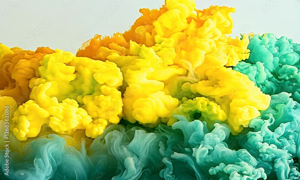 Vibrant yellow and green ink clouds swirling in water, creating a mesmerizing abstract effect. Perfect for artistic, creative, and modern design backgrounds with a fluid and dynamic motion. Vibrant yellow and green ink clouds swirling in water, creating a mesmerizing abstract effect. Perfect for artistic, creative, and modern design backgrounds with a fluid and dynamic motion.