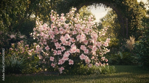 Wallpaper Mural Lush pink flowers, garden, archway, sunlight Torontodigital.ca