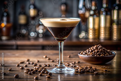 Coffee martini with coffee beans elegant and refreshing drink