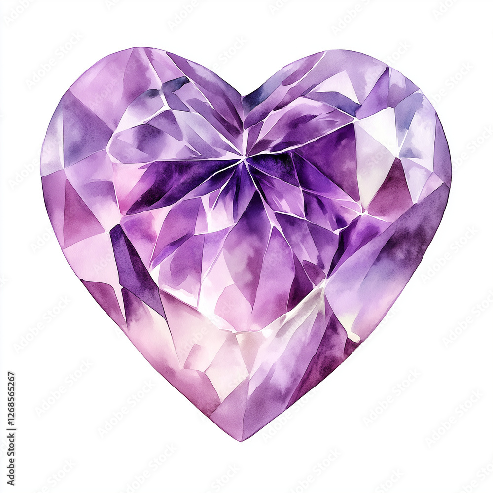 Crystal Heart clipart. Watercolor illustration. Illustrative clipart collection illustration Crystal Heart clipart. Watercolor illustration. Illustrative clipart collection illustration