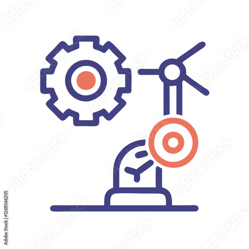 Illustration of sustainable energy and industrial efficiency with gears and wind power