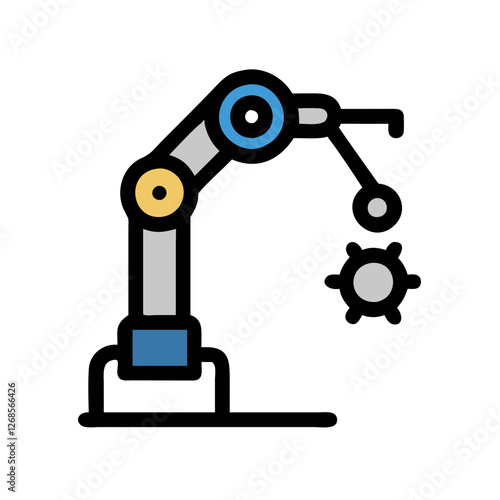A robotic arm with a gear attachment performing automated tasks