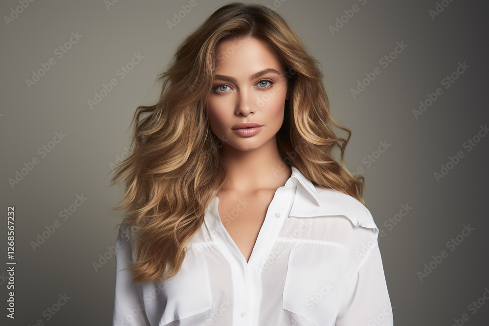 Clear and Confident: Front View and Full-Body Shot on White Background Clear and Confident: Front View and Full-Body Shot on White Background