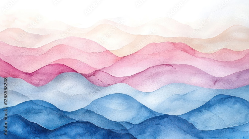 Abstract Watercolor Painting of Serene Rolling Hills Abstract Watercolor Painting of Serene Rolling Hills