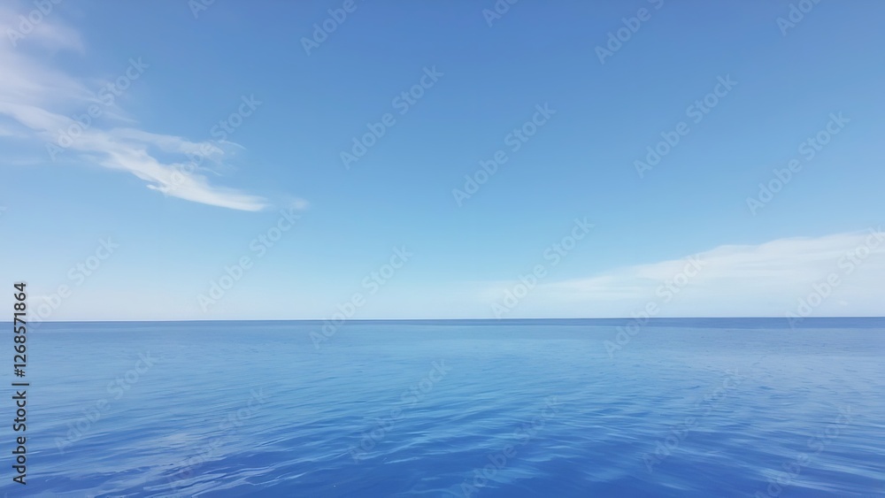 Obraz premium a clear day with blue skies and sea waves near the edge of the ocean on a sunny day