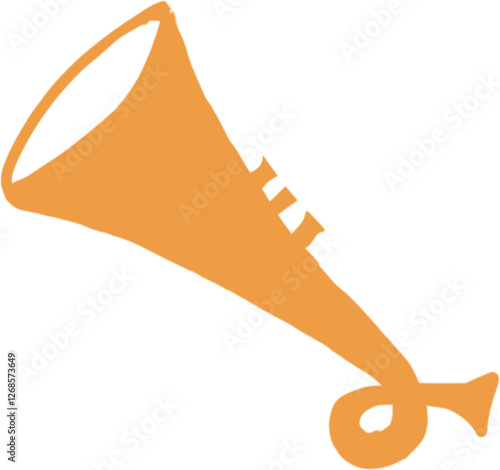 A pastel orange trumpet vector icon, sleek and modern, symbolizing vibrant international music design with dynamic and clean lines.