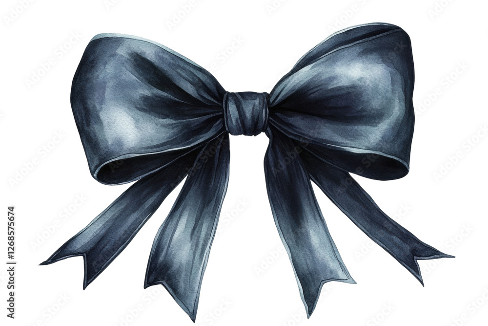 Naklejka premium Elegant black bow, white isolate background