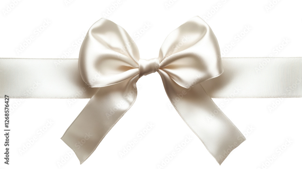 Elegant satin bow with ribbon, white isolate background Elegant satin bow with ribbon, white isolate background