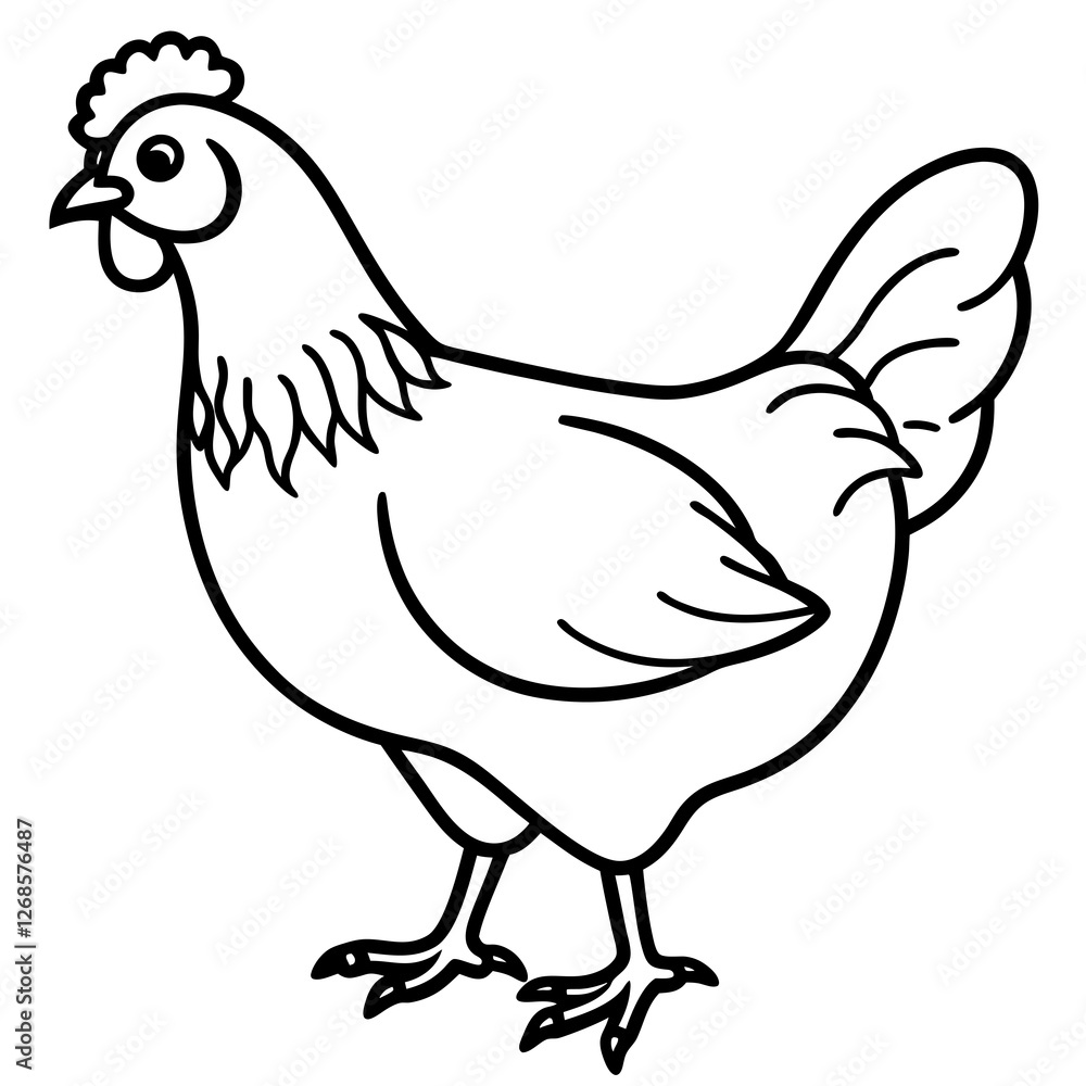 Minimalist Chicken Line Art Vector Minimalist Chicken Line Art Vector