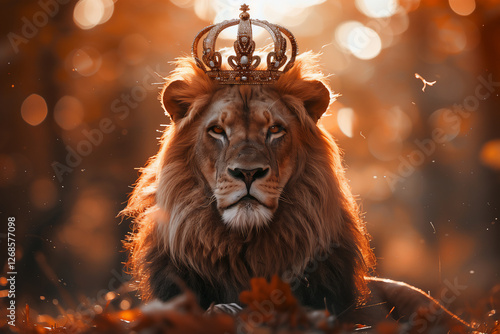 front lion wearing crown