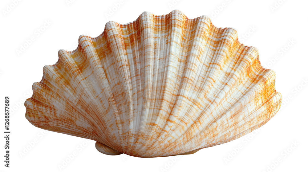 beautiful orange and white scallop shell with intricate ridges and patterns beautiful orange and white scallop shell with intricate ridges and patterns