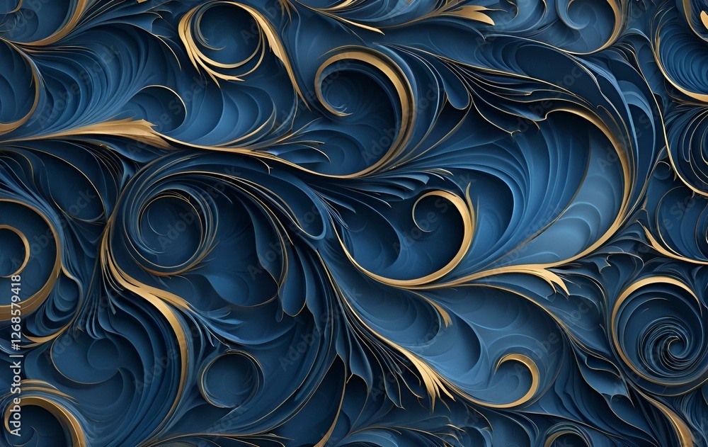 Blue gold background image, curve, three-dimensional, texture banner Blue gold background image, curve, three-dimensional, texture banner