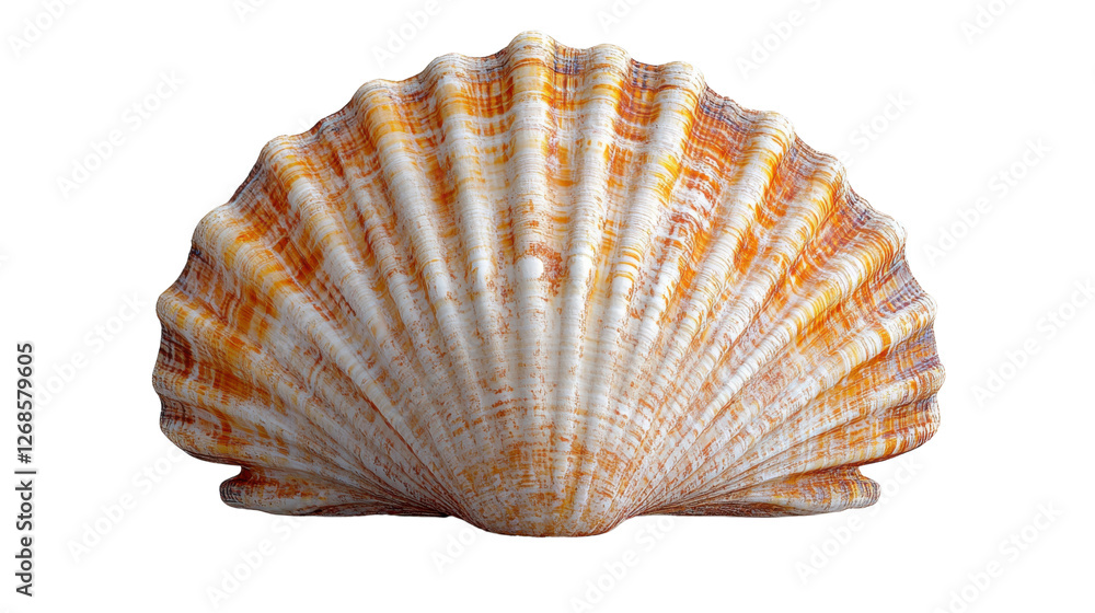 Beautiful orange and white seashell with ridges and curves, perfect for decor Beautiful orange and white seashell with ridges and curves, perfect for decor