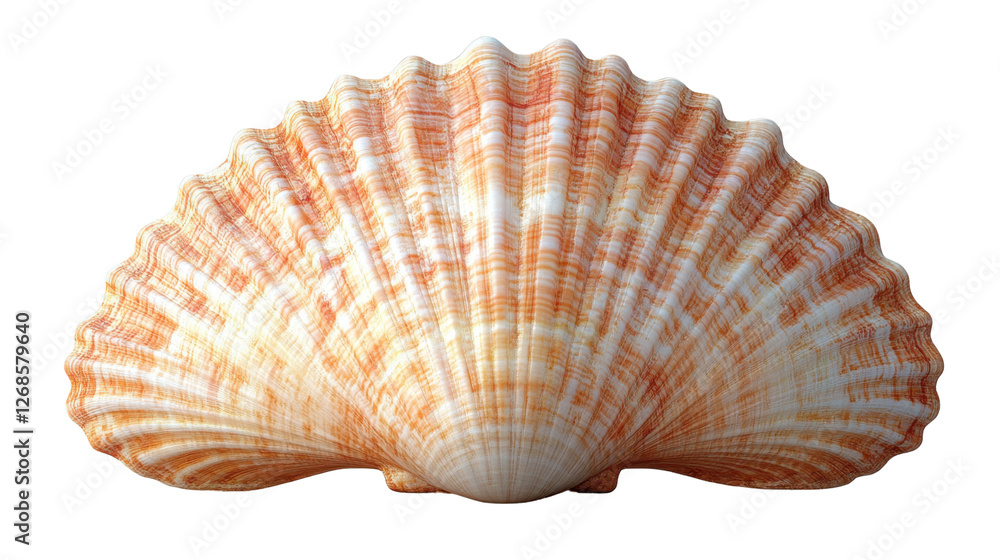 beautiful orange and white scallop shell with intricate ridges and patterns, perfect for beach decor or marine themed designs beautiful orange and white scallop shell with intricate ridges and patterns, perfect for beach decor or marine themed designs