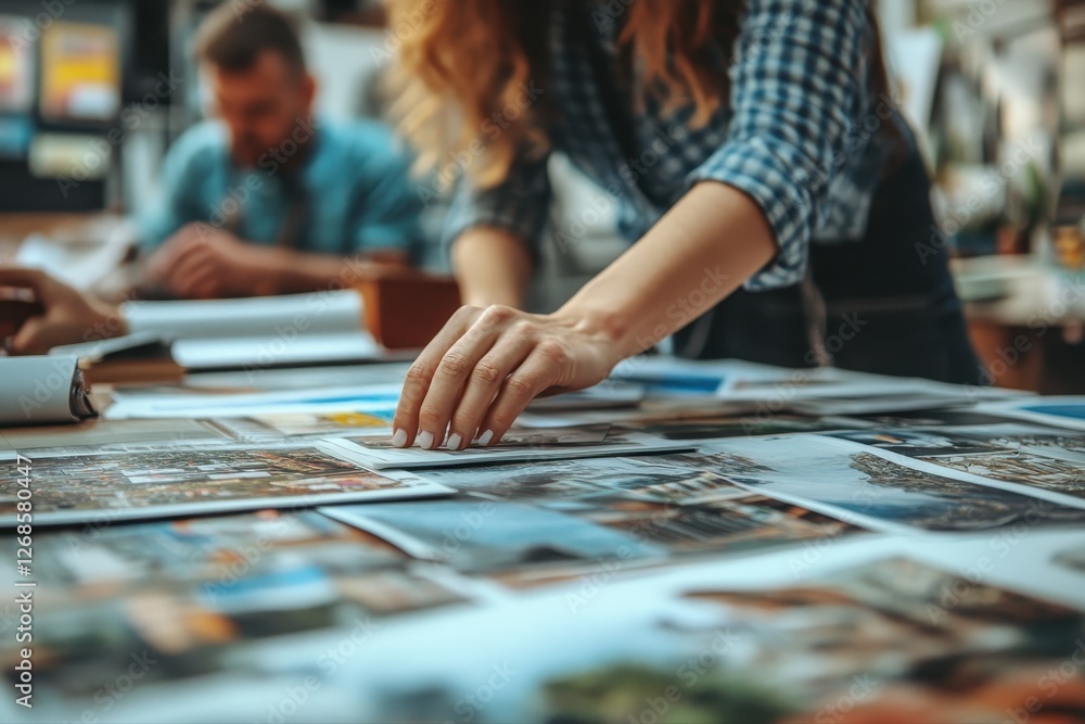 Person holding a photo of another person in a project management context with communication elements Person holding a photo of another person in a project management context with communication elements