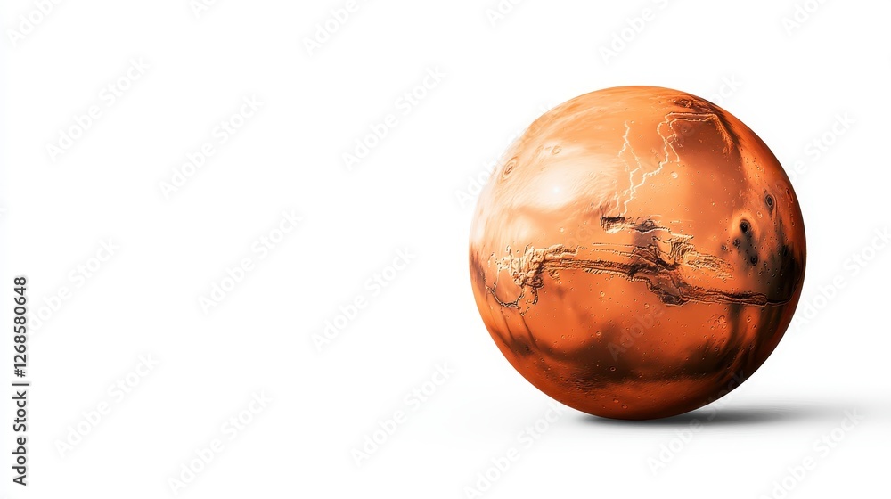 Abstract image of a bronze sphere resembling a planet against a white background. The sphere shows subtle textural details and a slightly metallic Abstract image of a bronze sphere resembling a planet against a white background. The sphere shows subtle textural details and a slightly metallic