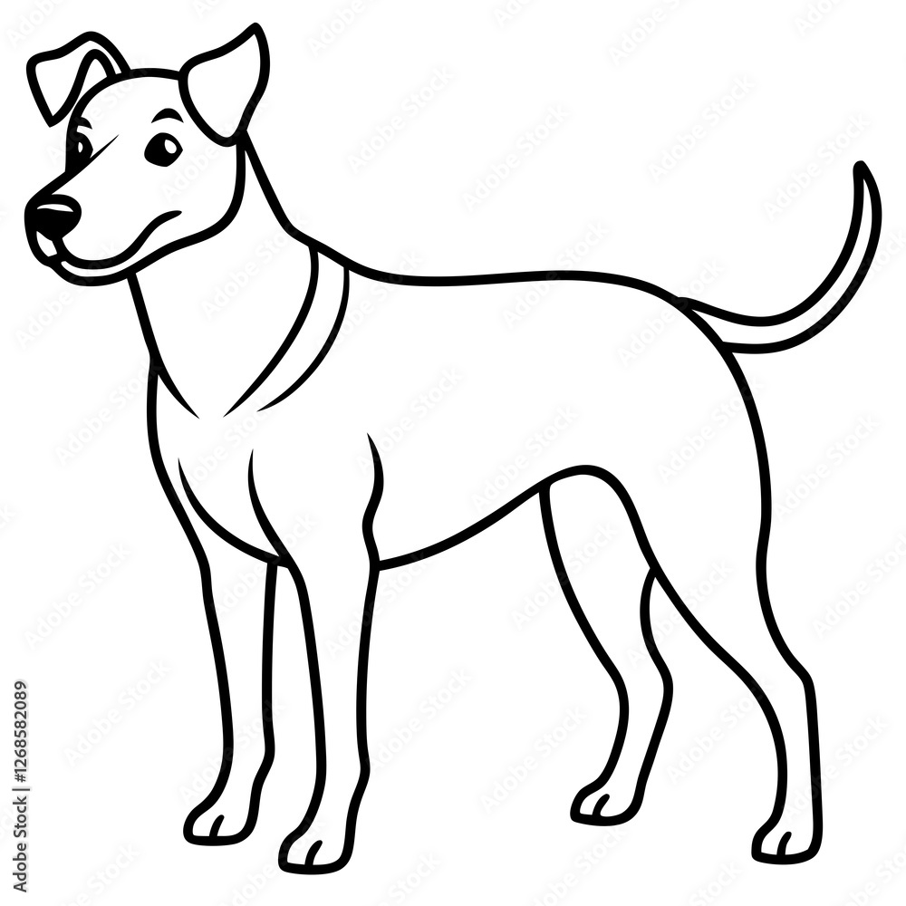 Minimalist Dog Line Art Vector