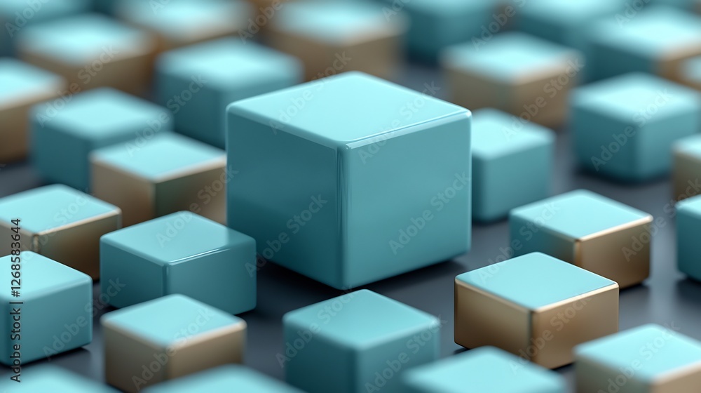 Teal Cubes Abstract Pattern Soft Light. AI Generated Teal Cubes Abstract Pattern Soft Light. AI Generated