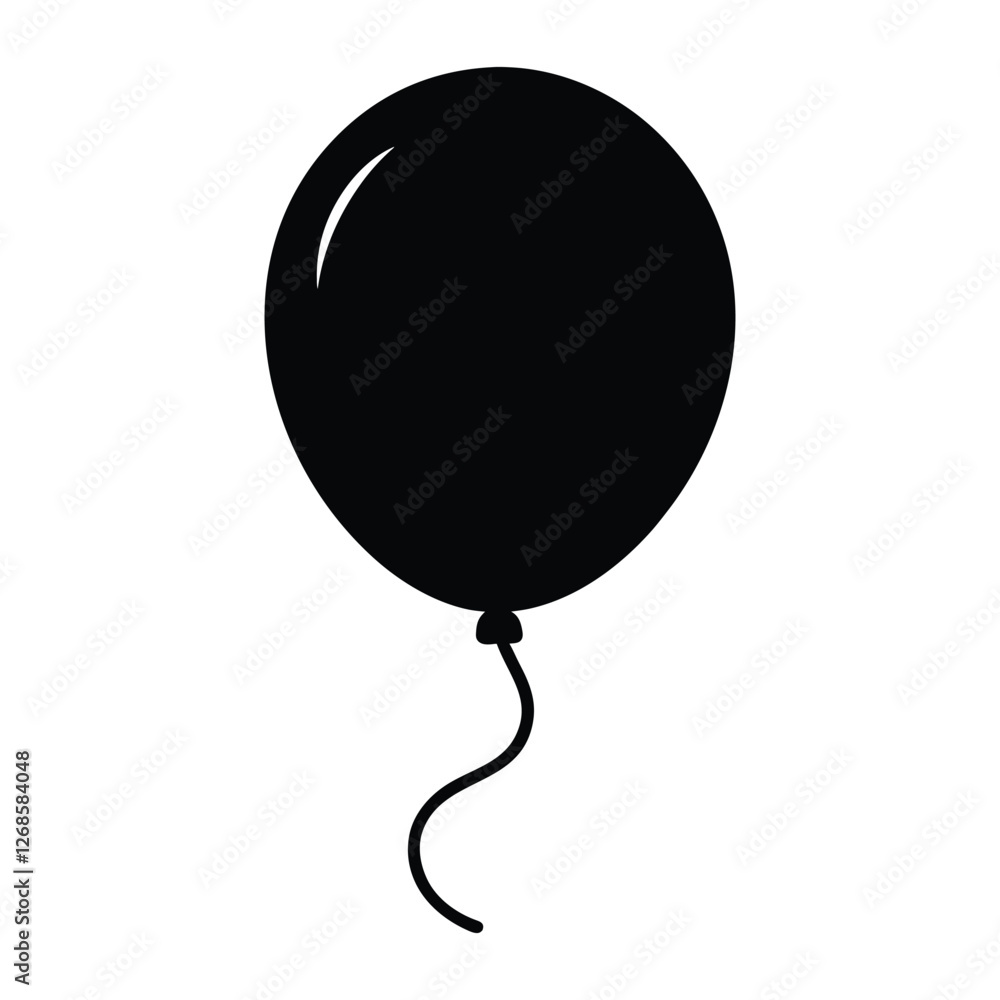 Floating Balloon Icon with Curly String Vector Illustration Isolated on White Background Floating Balloon Icon with Curly String Vector Illustration Isolated on White Background