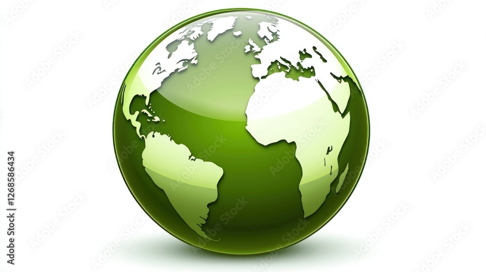 Green globe Earth, world map, isolated, environmental concept Green globe Earth, world map, isolated, environmental concept