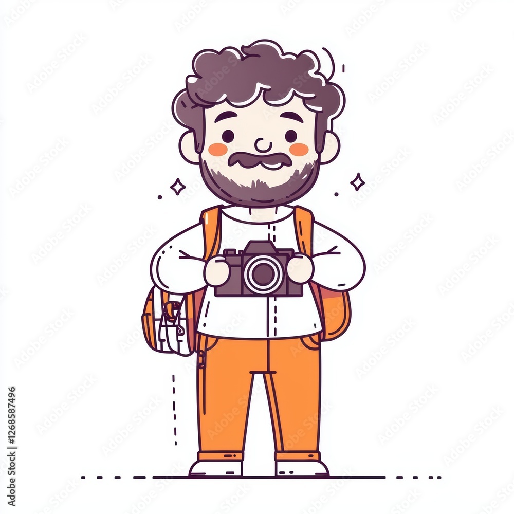 Cheerful Photographer with Camera Illustration Cheerful Photographer with Camera Illustration