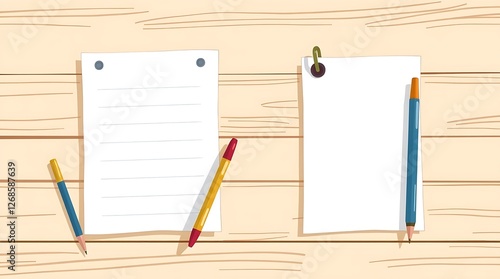 Note paper/scratch paper with and without fill .Vector illustration