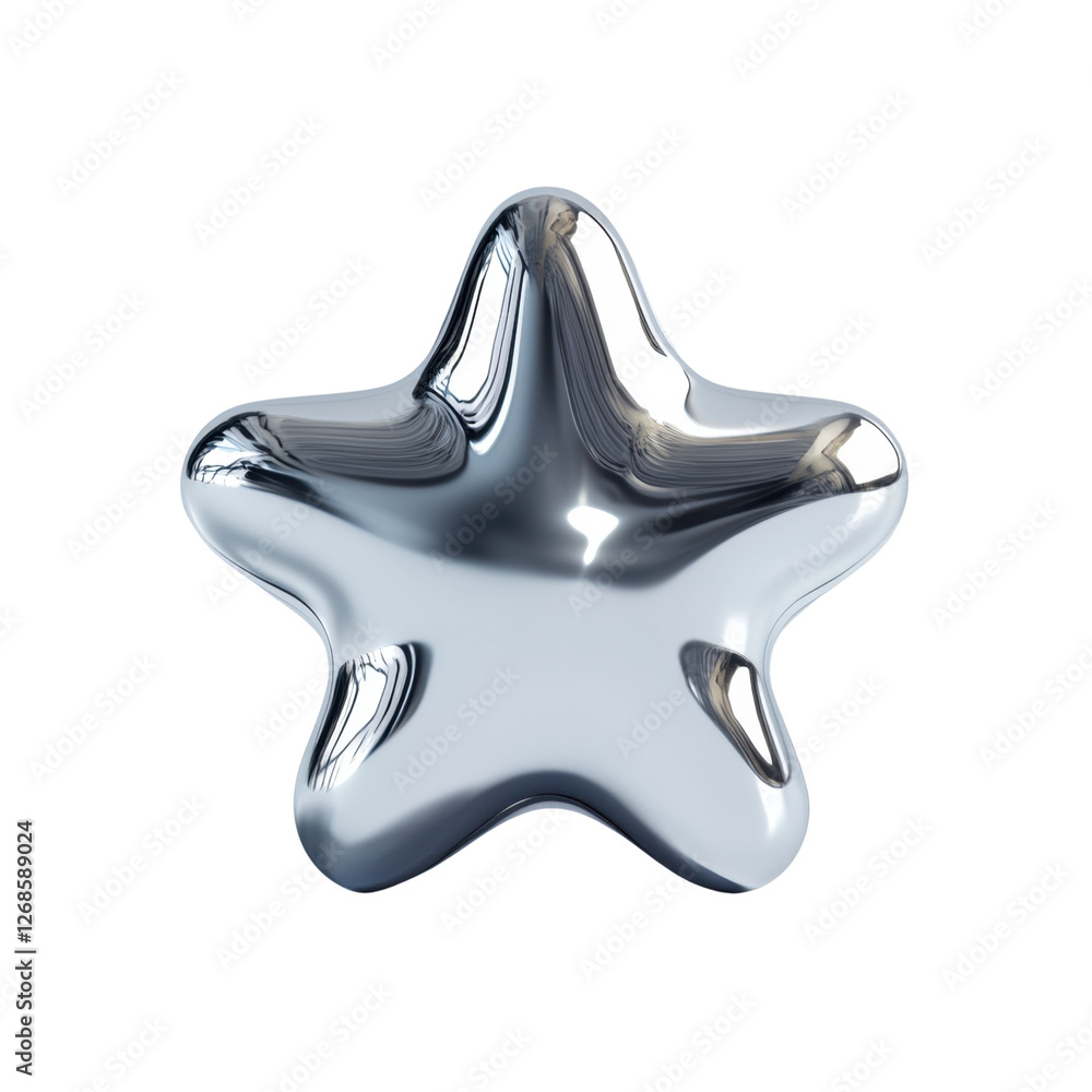 Shiny chrome star, white isolate background Shiny chrome star, white isolate background