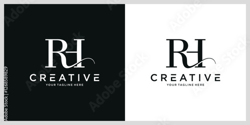 Letter RH or HR logo design vector