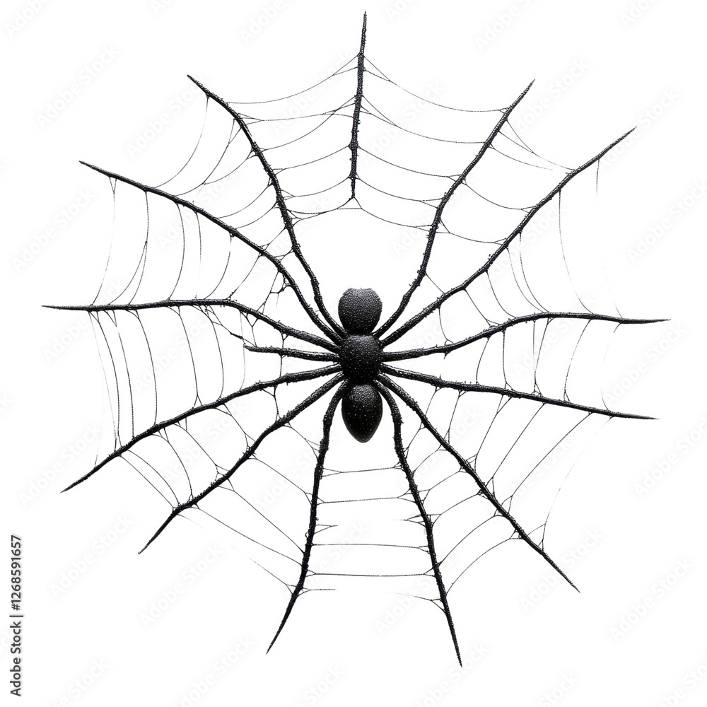 Obraz premium Spider on web, white isolate background