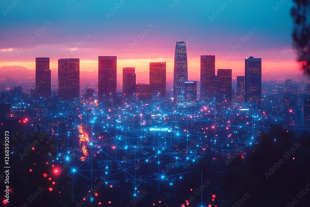 Fototapeta premium Smart city and digital transformation