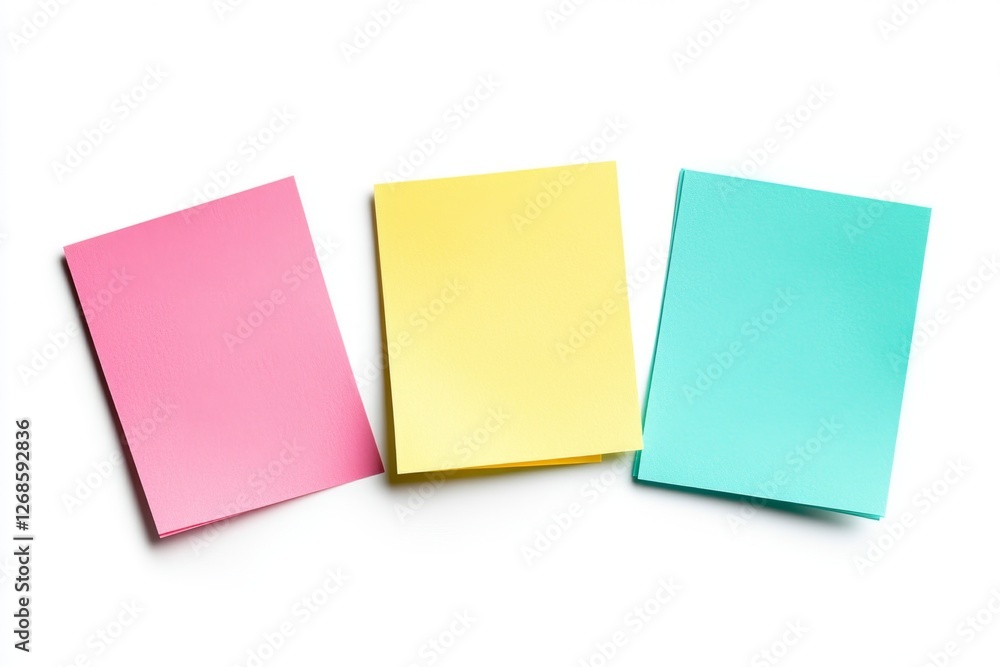 Fototapeta premium Colorful sticky notes on white background, isolated, for mockup