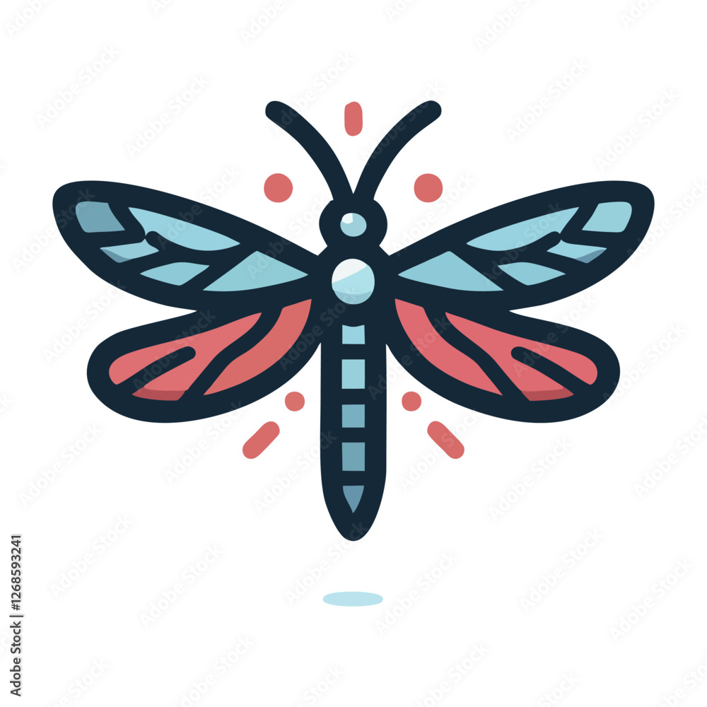 Naklejka premium Vibrant Winged Insect - Stylized Dragonfly Vector Art