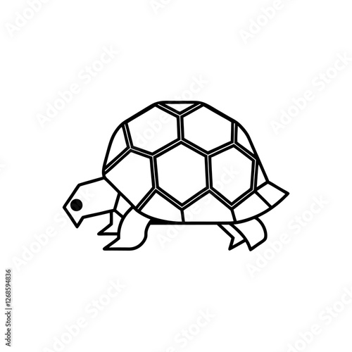 Minimalist Turtle Silhouette Vector Icon, Black and White Tortoise Logo Design