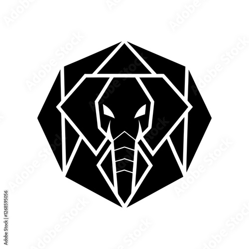 Minimalist Geometric Elephant Logo Vector, Modern Black Silhouette Design