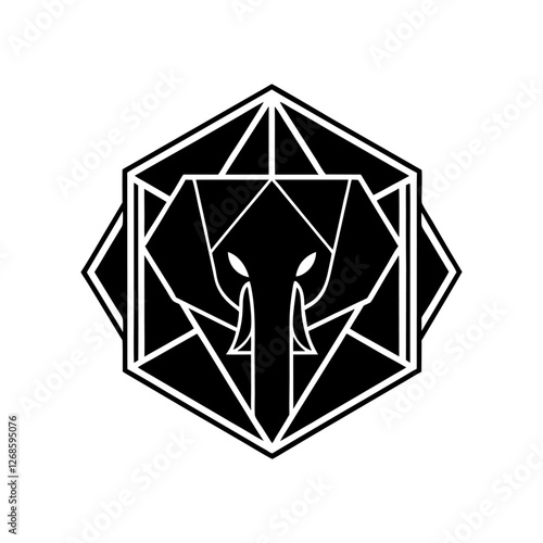 Minimalist Geometric Elephant Logo Vector, Modern Black Silhouette Design