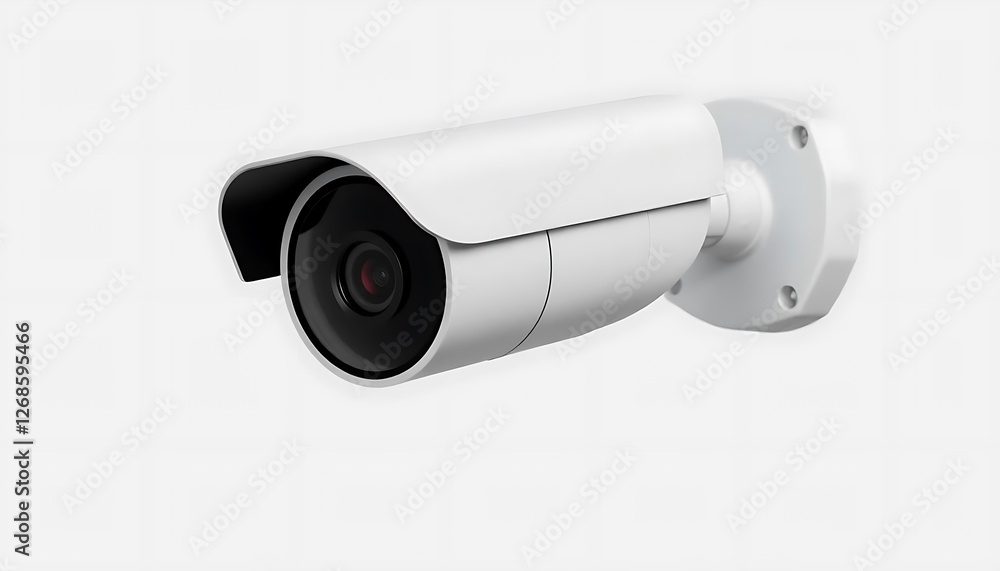 White Security Camera Mounted on Wall for Surveillance and Protection White Security Camera Mounted on Wall for Surveillance and Protection
