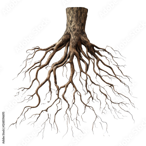 Tree roots on a white isolate background