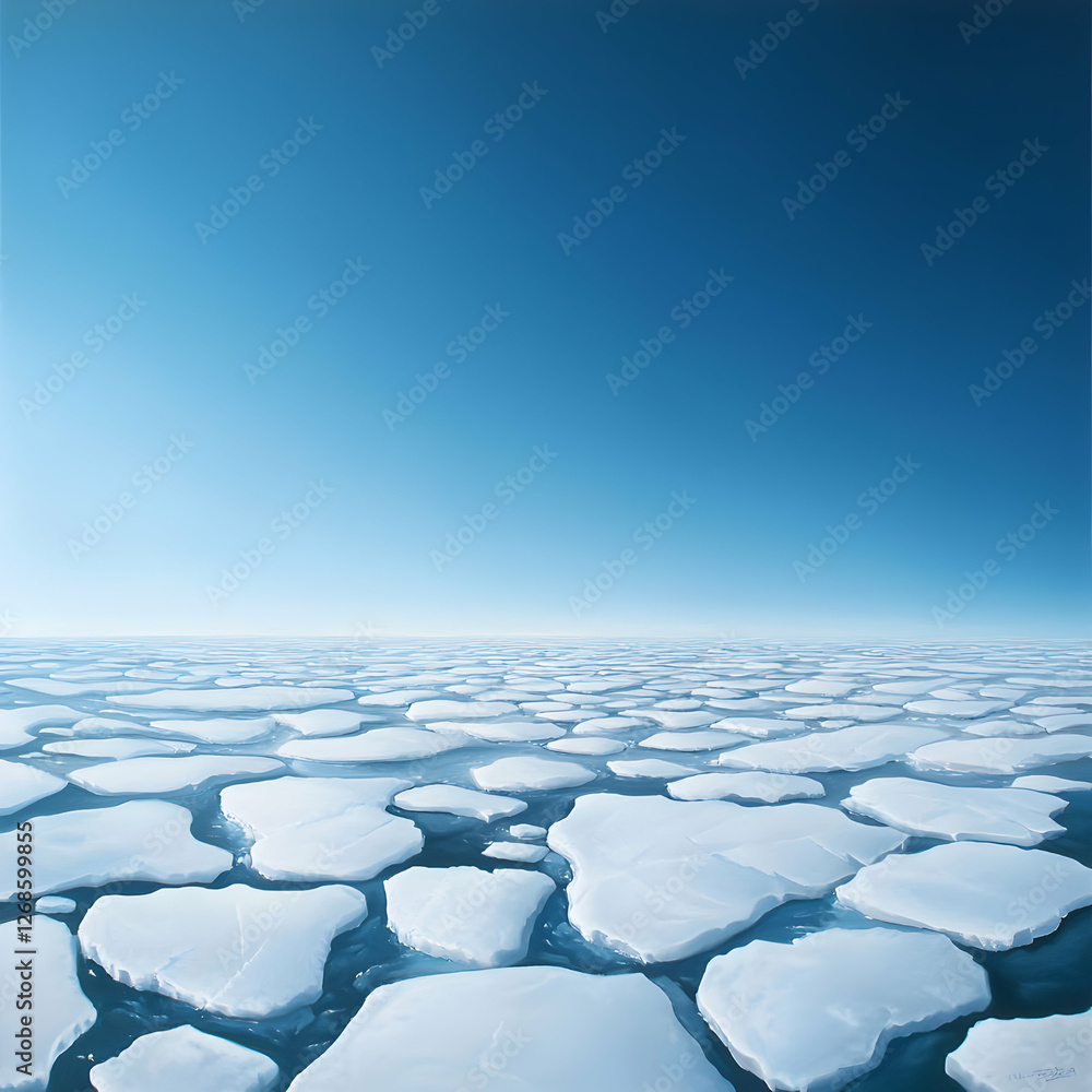 Fototapeta premium Vast Arctic Sea Ice Under a Clear Blue Sky