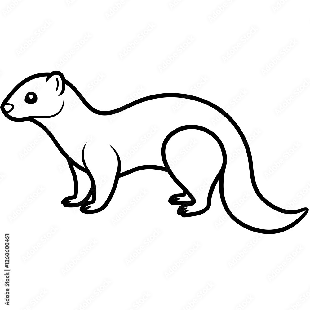 Fototapeta premium Minimalist Ferret Line Art Vector