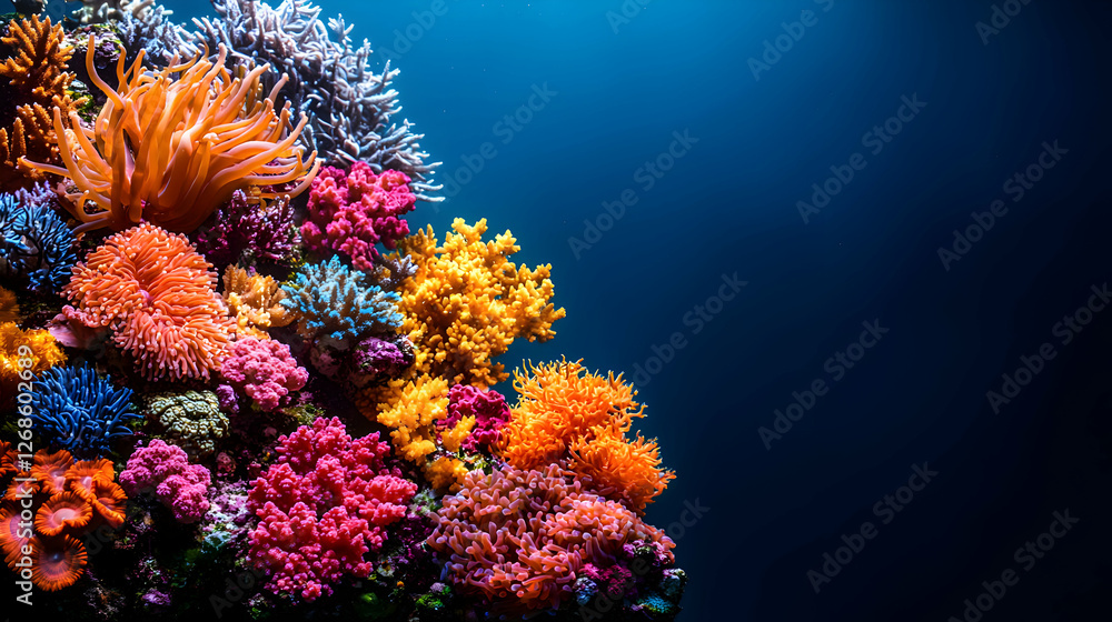 Naklejka premium Vibrant Coral Reef Underwater Scene