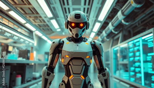 Wallpaper Mural A Futuristic Robot Standing in a High-Tech Laboratory Torontodigital.ca