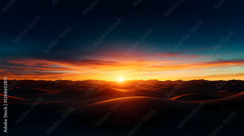 Vibrant Desert Sunset With City Silhouette