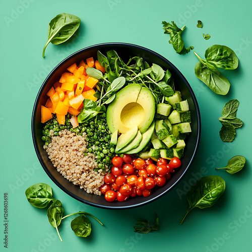 Obraz na płótnie Vibrant Green and Red Healthy Quinoa Salad Bowl w salonie