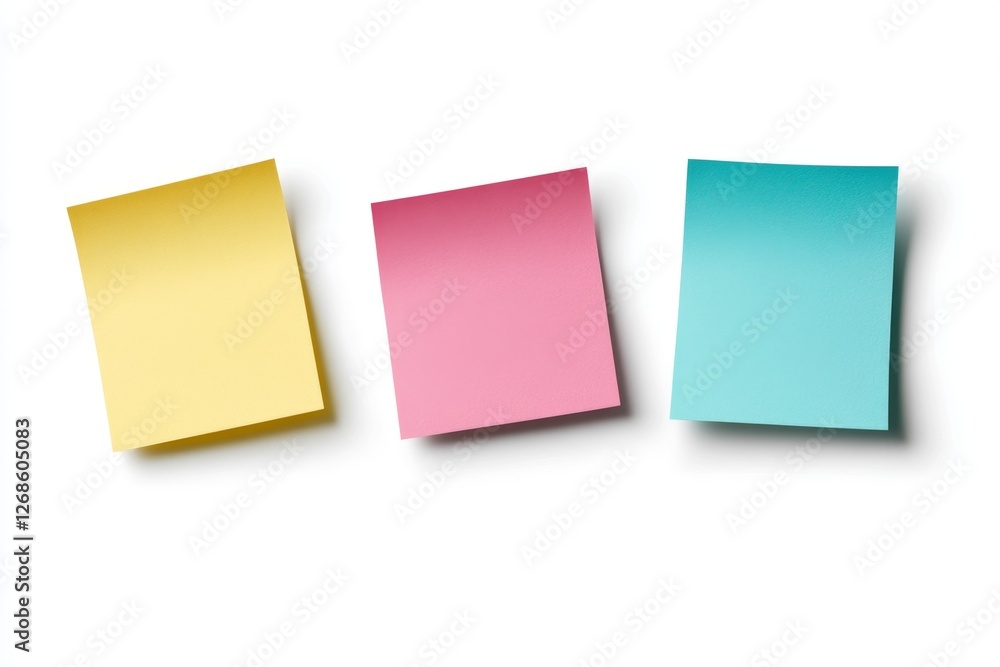 Colorful sticky notes on white background, planning ideas Colorful sticky notes on white background, planning ideas