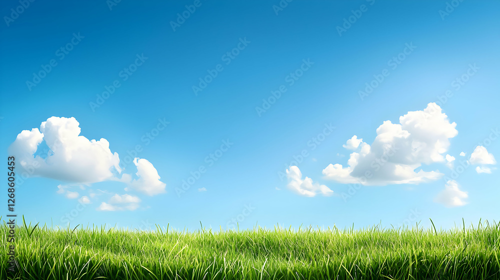 Vibrant Green Grass Field Under a Sunny Blue Sky Vibrant Green Grass Field Under a Sunny Blue Sky